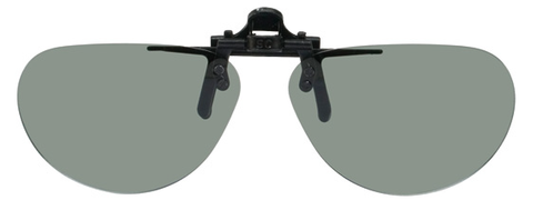 polarised grey flip up sunglasses with Almond-shaped lenses